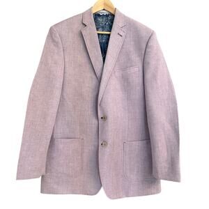 Van Heusen Studio Men’s Blazer 42L – Lavender Linen Blend Rainbow Paisley Lining
